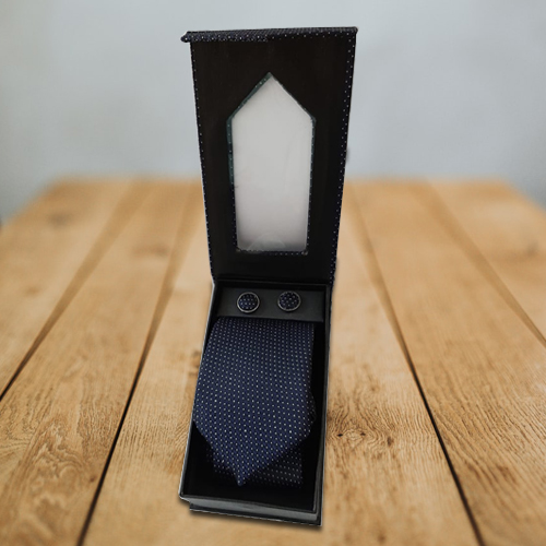 Perforated Designer Tie and Cufflink Perforated Designer Tie and Cufflink