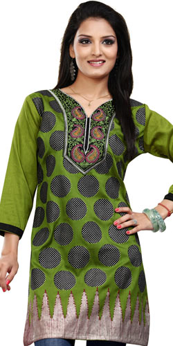 Appealing Green Coloured Crepe Silk Printed Kurti Appealing Green Coloured Crepe Silk Printed Kurti