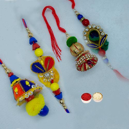 Fabulous Rakhi Special Bhaiya Bhabhi Rakhi Lumba Set (2 Pair) with free Roli Tilak and Chawal for this Raksha Bandhan Fabulous Rakhi Special Bhaiya Bhabhi Rakhi Lumba Set (2 Pair) with free Roli Tilak and Chawal for this Raksha Bandhan