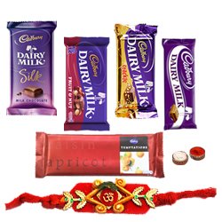 Attractive Selection of Chocolates from Cadburys with Rakhi Roli Tilak and Chawal Attractive Selection of Chocolates from Cadburys with Rakhi Roli Tilak and Chawal