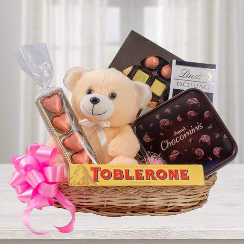 Wonderful Chocolate Gift Basket with Teddy