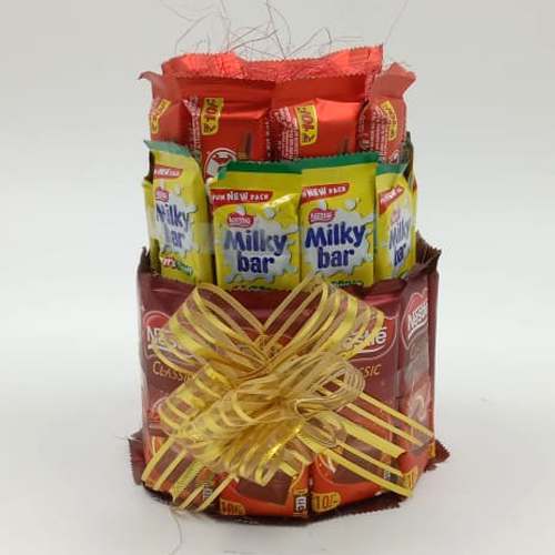 Tempting 3 Layer Tower Arrangement of Nestle Chocolates