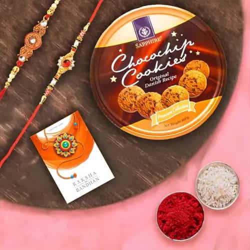 Yummy Danish Butter Cookies with 2 Rakhi and Roli Tika Chawal Yummy Danish Butter Cookies with 2 Rakhi and Roli Tika Chawal