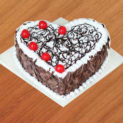 Tasty Black Forest Cake in Heart Shape Tasty Black Forest Cake in Heart Shape