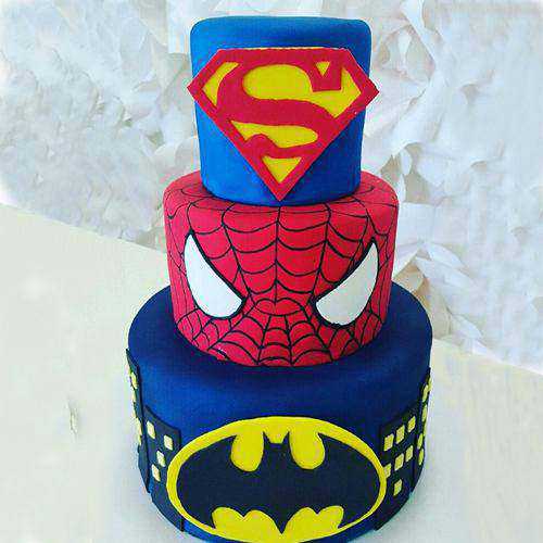 Divine 3 Tier Super Hero Cake for Kids Party