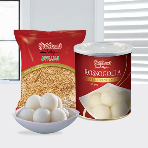 Special Gift of Haldirams Rasgulla and Bhujia Special Gift of Haldirams Rasgulla and Bhujia