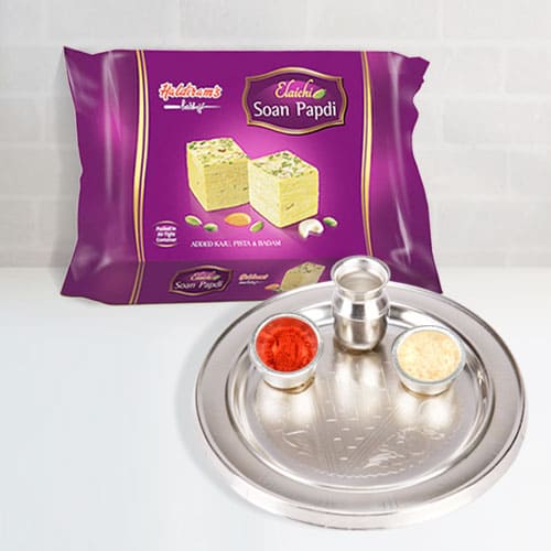 Silver Plated Puja Thali N Soan Papdi Silver Plated Puja Thali N Soan Papdi