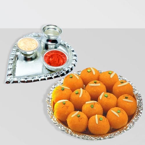 Motichur Laddu from Haldirams with Aarti Thali Motichur Laddu from Haldirams with Aarti Thali