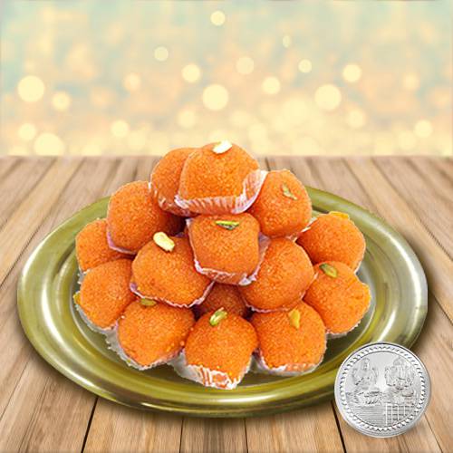 Haldirams Ladoo N Gold Plated Thali Free Coin Haldirams Ladoo N Gold Plated Thali Free Coin