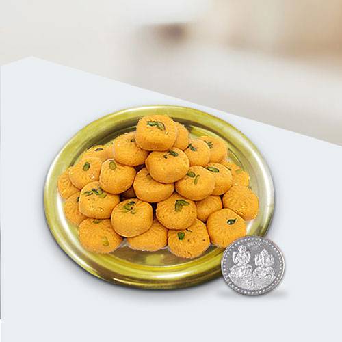 Haldirams Ladoo N Gold Plated Thali Free Coin Haldirams Ladoo N Gold Plated Thali Free Coin