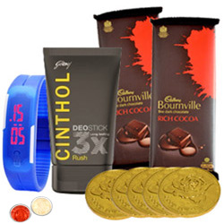 Charming Gifts for Him Hamper with free Roli Tilak and Chawal Charming Gifts for Him Hamper with free Roli Tilak and Chawal