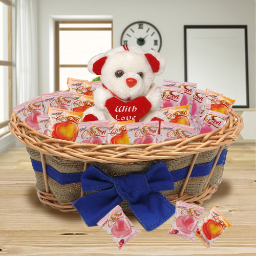 Exclusive Basket of Corazon Chocolates Pack N Teddy