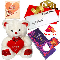 Exquisite Pizza Hut Treat Vouchers with Cadbury Dairy Milk Silk Pop Up Heart, lOve Teddy and Free V-Day Card
Exquisite Pizza Hut Treat Vouchers with Cadbury Dairy Milk Silk Pop Up Heart, lOve Teddy and Free V-Day Card