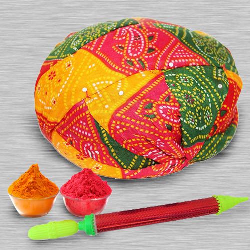 Eye Catching Rajasthani Pagri with Pichkari N Free Gulal