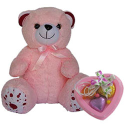 Adorable Teddy with Heart Shaped Homemade Chocolates Adorable Teddy with Heart Shaped Homemade Chocolates