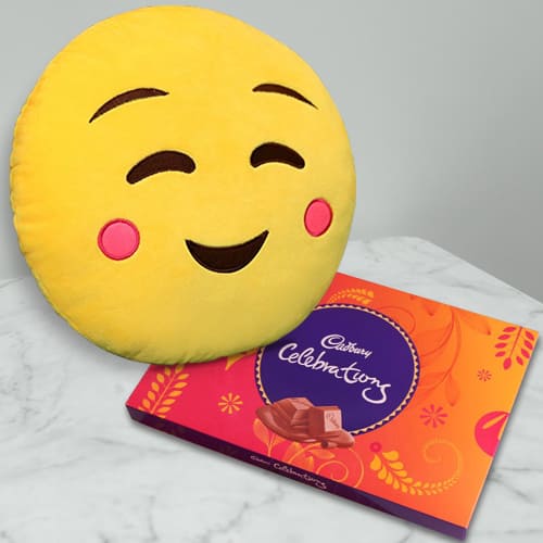 Yummy Cadbury Celebrations Pack with Emoji Hanging Cushion Yummy Cadbury Celebrations Pack with Emoji Hanging Cushion
