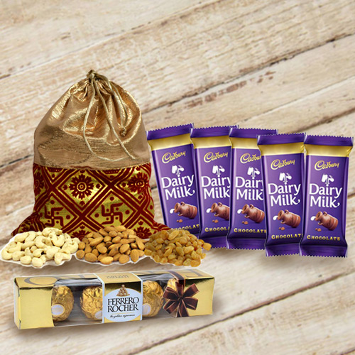 Assorted Dry Fruits Potli with Chocolates Gift Pack Assorted Dry Fruits Potli with Chocolates Gift Pack