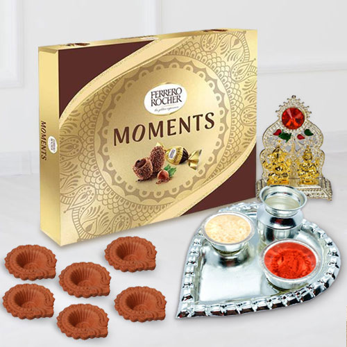 Wonderful Ferrero Rocher Chocolates with Ganesh Mandap Pooja Thali n Diya