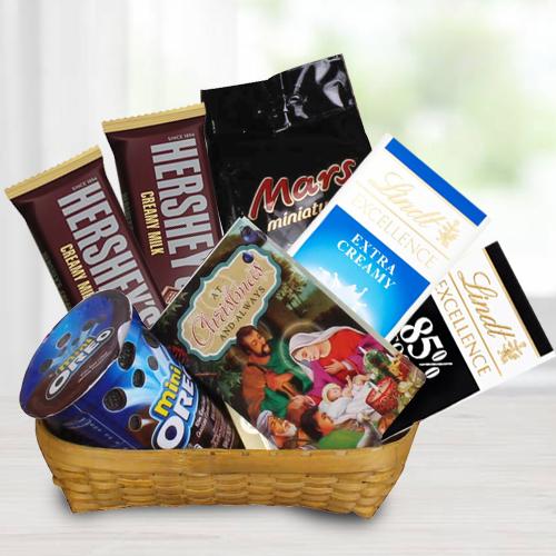 Marvelous Gift Basket of Chocos n Christmas Greetings Card