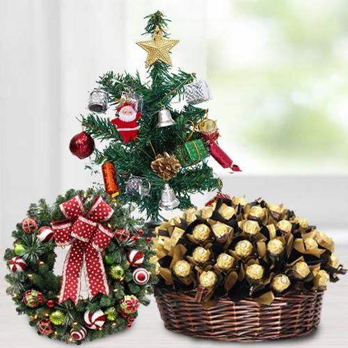 Delicious Ferrero Rocher Chocolates arranged in Basket