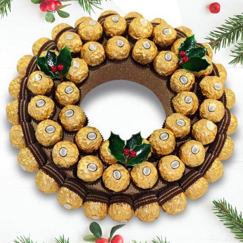 Delicious Xmas Chocolate Wreath of Ferrero Rocher