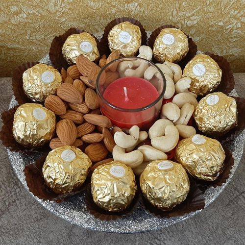 Ambrosial Ferrero Rocher, Dry Fruits n Aroma Candles Combo