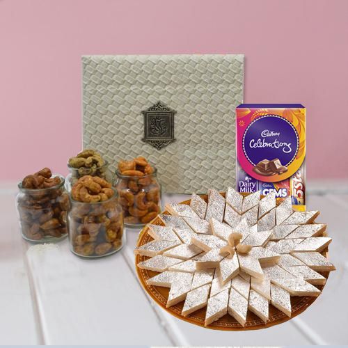Ideal Gift of Assorted Dry Fruits Haldiram Sweets n Cadbury Chocolates Ideal Gift of Assorted Dry Fruits Haldiram Sweets n Cadbury Chocolates
