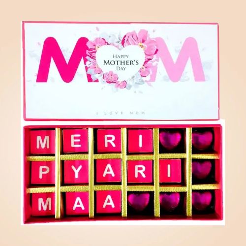 Affectionate Gift of Meri Pyaari Maa Personalized Handmade Chocolates