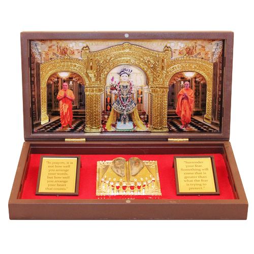 Holy Combo of Swaminarayan Photo Frame with Charan Paduka