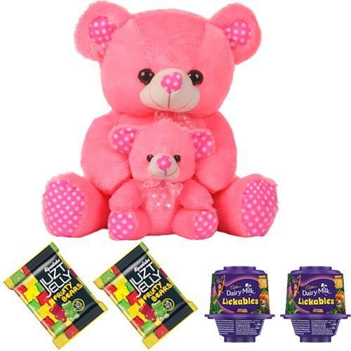 Lovely Teddy N Baby Bear Combo with Sweet Indulgence