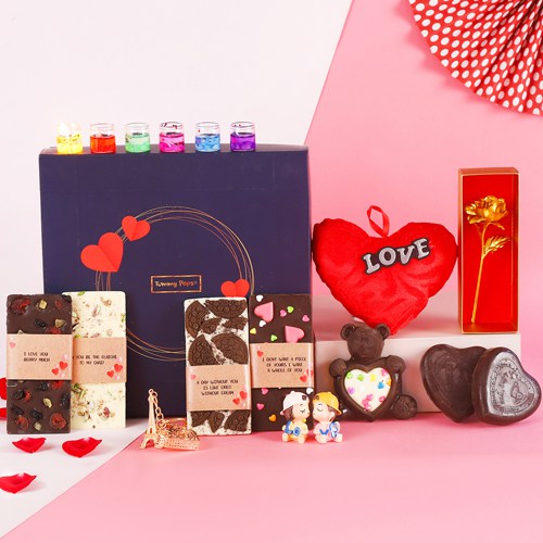 Premium Gift Hamper of Handmade Chocolates with Scented Candles N Assortments