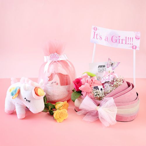 Pink Hugs Newborn Celebration Basket Pink Hugs Newborn Celebration Basket