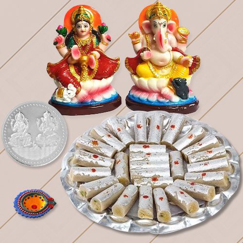 Ganesh Lakshmi with Kaju Pista Rolls from Haldiram