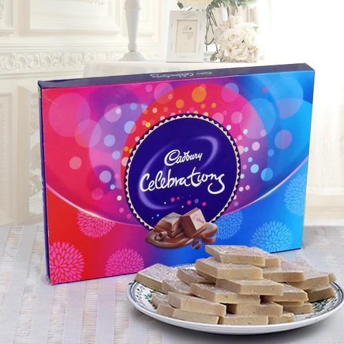 Haldirams Kaju Katli N Cadbury Celebrations Hamper Haldirams Kaju Katli N Cadbury Celebrations Hamper