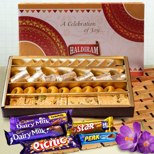 Assorted Haldirams Sweets with Cadbury Chocolates Assorted Haldirams Sweets with Cadbury Chocolates