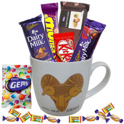 Spectacular Mug with Aries Zodiac Sign Print and Mouth-watering Chocolates Hamper Spectacular Mug with Aries Zodiac Sign Print and Mouth-watering Chocolates Hamper