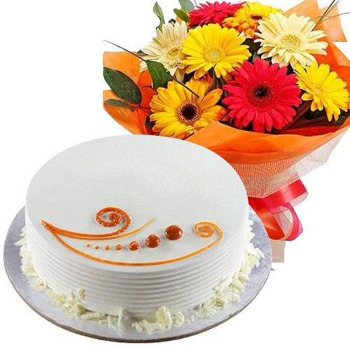 Assorted Florals Bunch with Vanilla Cake Assorted Florals Bunch with Vanilla Cake