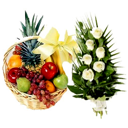 Fresh Fruits Basket N Rose Bouquet Fresh Fruits Basket N Rose Bouquet