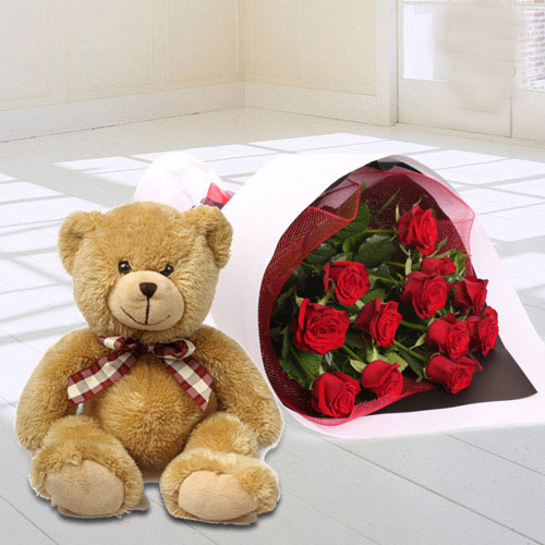 Teddy and Red Rose Bouquet Teddy and Red Rose Bouquet