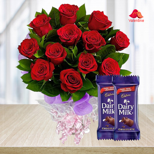 Sweet Sensation Rose Bouquet with Dairy Milk Chocolates Sweet Sensation Rose Bouquet with Dairy Milk Chocolates