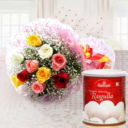 Combo Pack of Haldirams Rasgulla and Mixed Roses Combo Pack of Haldirams Rasgulla and Mixed Roses