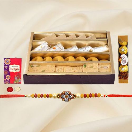 Assorted Sweets with Ferrero Rocher n Rakhi Assorted Sweets with Ferrero Rocher n Rakhi