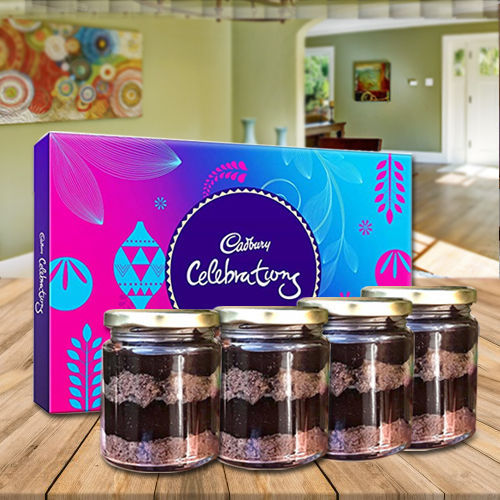 Yummy Jar Cakes with Assorted Cadbury Chocolates Yummy Jar Cakes with Assorted Cadbury Chocolates