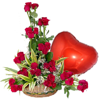Red Roses with a Heart Shape Balloon Combo Red Roses with a Heart Shape Balloon Combo