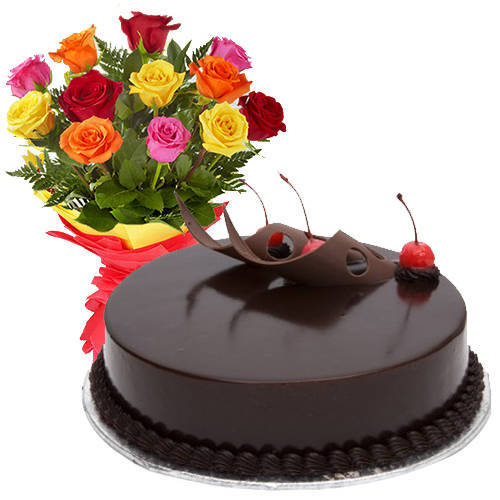Combo of Assorted Roses N Choco Cake Combo of Assorted Roses N Choco Cake