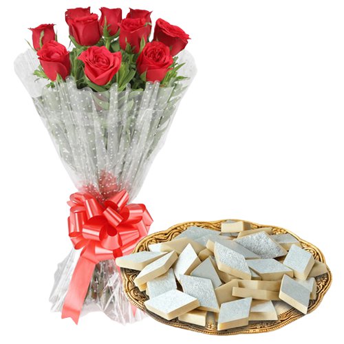Roses N Kaju Katli Galore Roses N Kaju Katli Galore