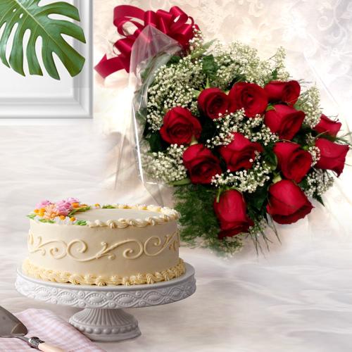 Combo of Dutch Roses with Eggless Cake Combo of Dutch Roses with Eggless Cake
