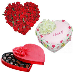 Combo of Red Roses with Cake N Chocolates Box Combo of Red Roses with Cake N Chocolates Box