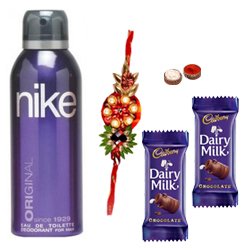 Nike Original Deo for Men and Chocolate with Rakhi and Roli Tilak Chawal Nike Original Deo for Men and Chocolate with Rakhi and Roli Tilak Chawal