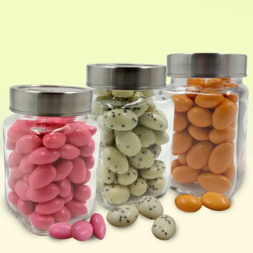 Tasty Kesar, Kulfi n Paan Flavored Almonds in Glass Jar Tasty Kesar, Kulfi n Paan Flavored Almonds in Glass Jar